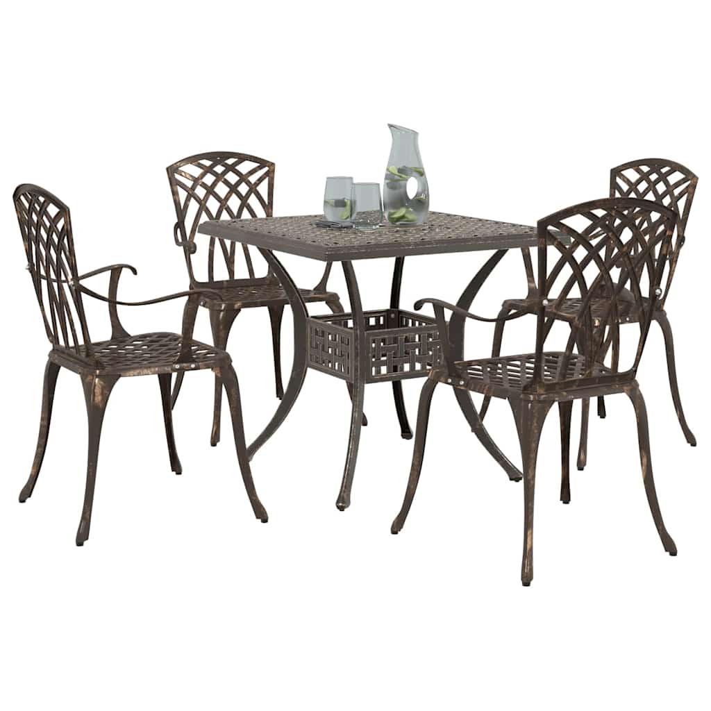 vidaXL Set de table et chaises de jardin 5 pcs Bronze Aluminium moulé