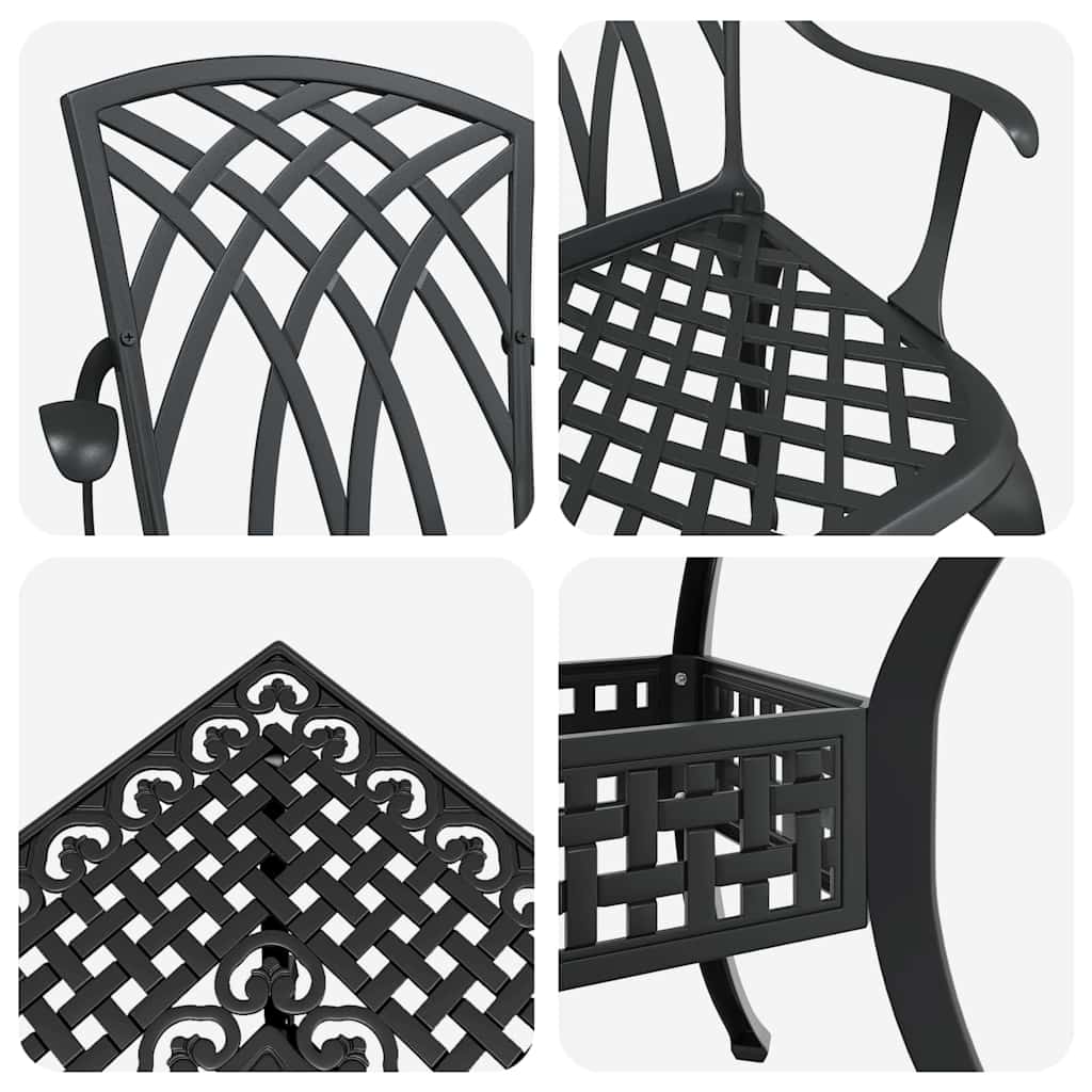 vidaXL Gartentisch Set 5 pcs Schwarz 80 x 80 x 75 cm Gussaluminium