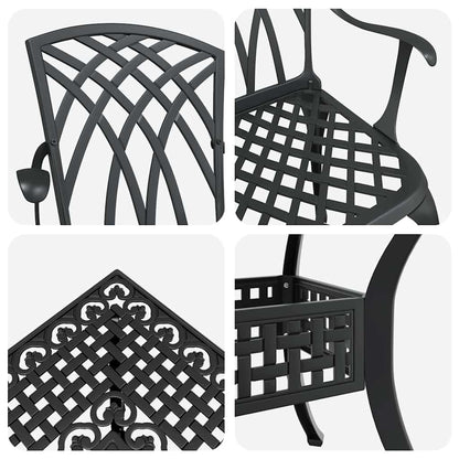 vidaXL Gartentisch Set 5 pcs Schwarz 80 x 80 x 75 cm Gussaluminium