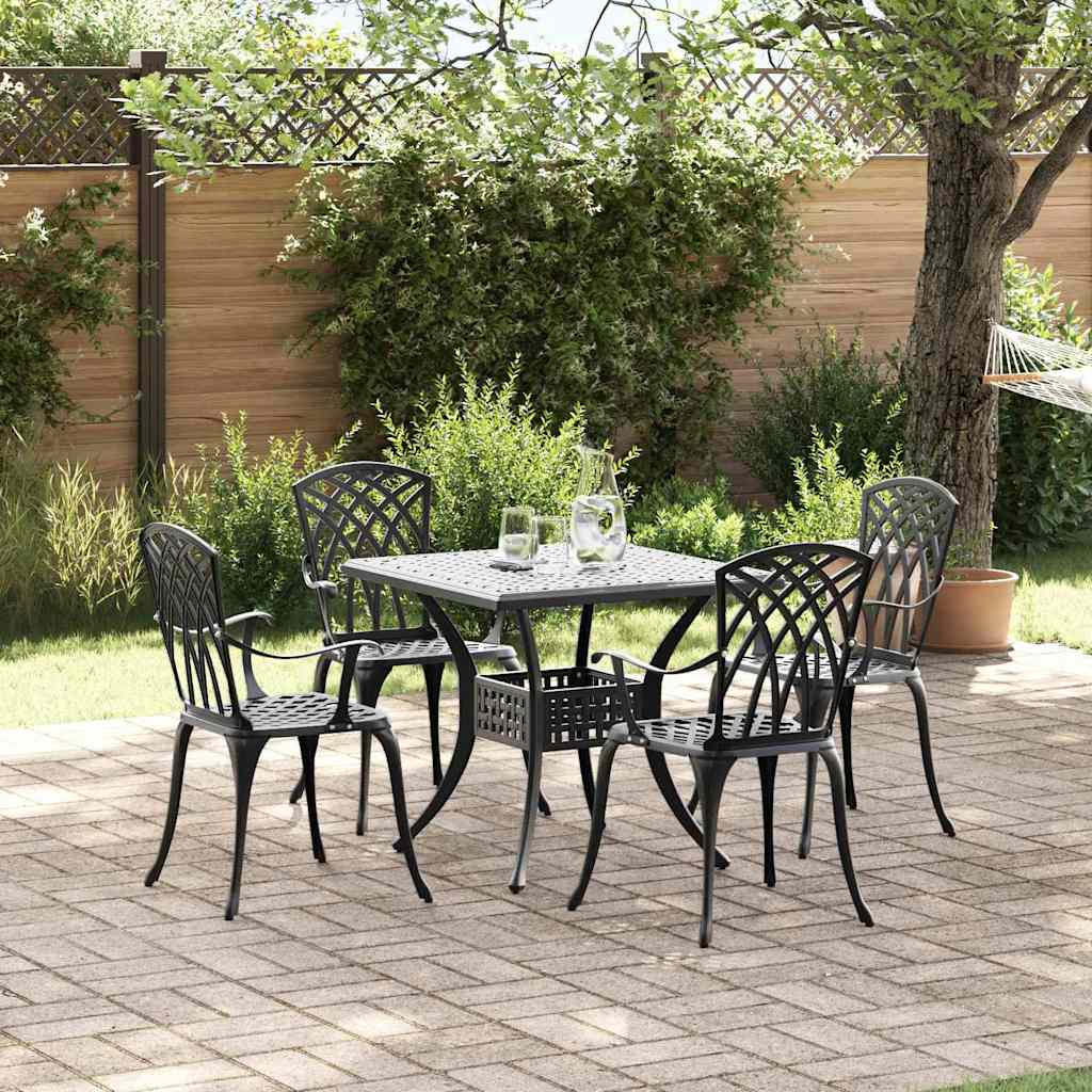vidaXL Gartentisch Set 5 pcs Schwarz 80 x 80 x 75 cm Gussaluminium