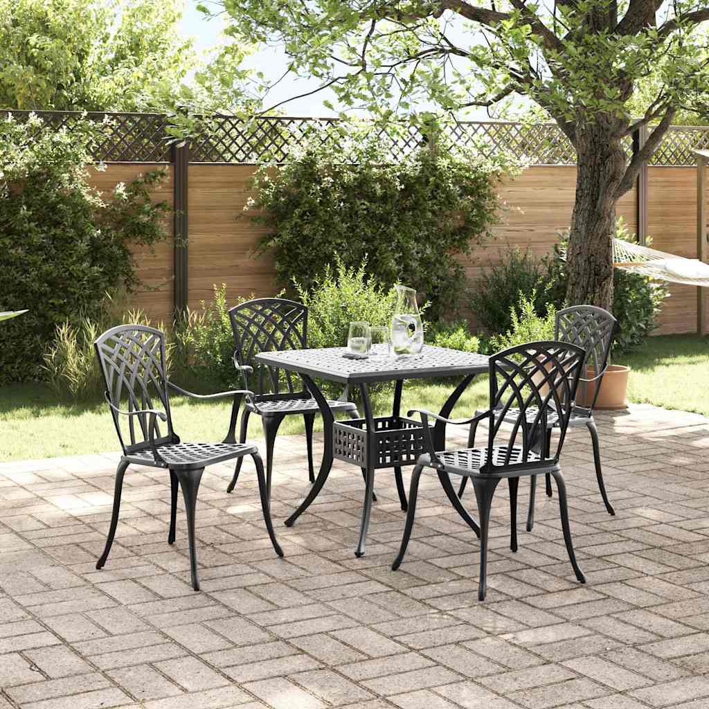 vidaXL Gartentisch Set 5 pcs Schwarz 80 x 80 x 75 cm Gussaluminium