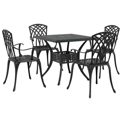 vidaXL Gartentisch Set 5 pcs Schwarz 80 x 80 x 75 cm Gussaluminium