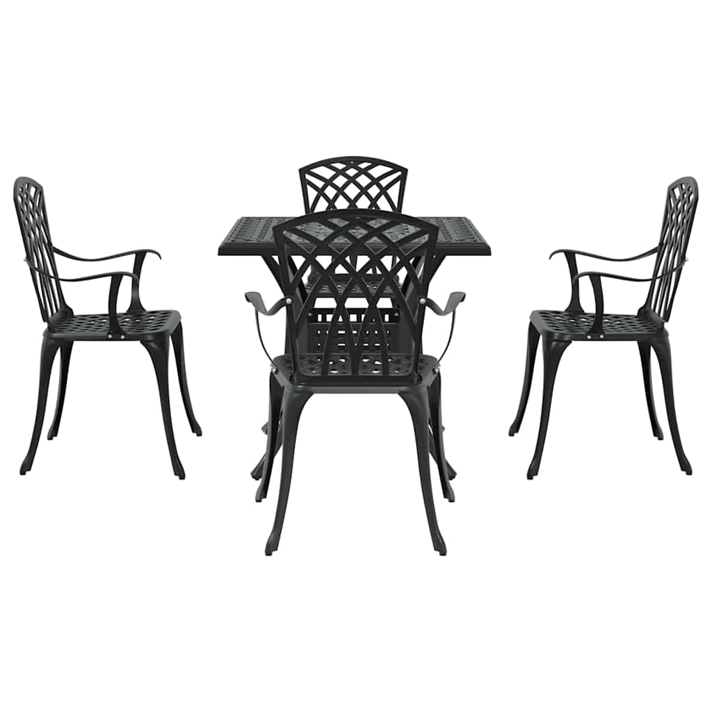 vidaXL Gartentisch Set 5 pcs Schwarz 80 x 80 x 75 cm Gussaluminium