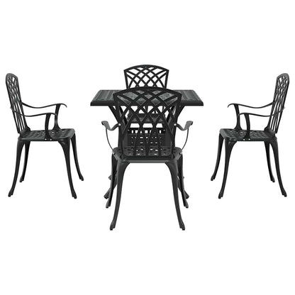 vidaXL Gartentisch Set 5 pcs Schwarz 80 x 80 x 75 cm Gussaluminium