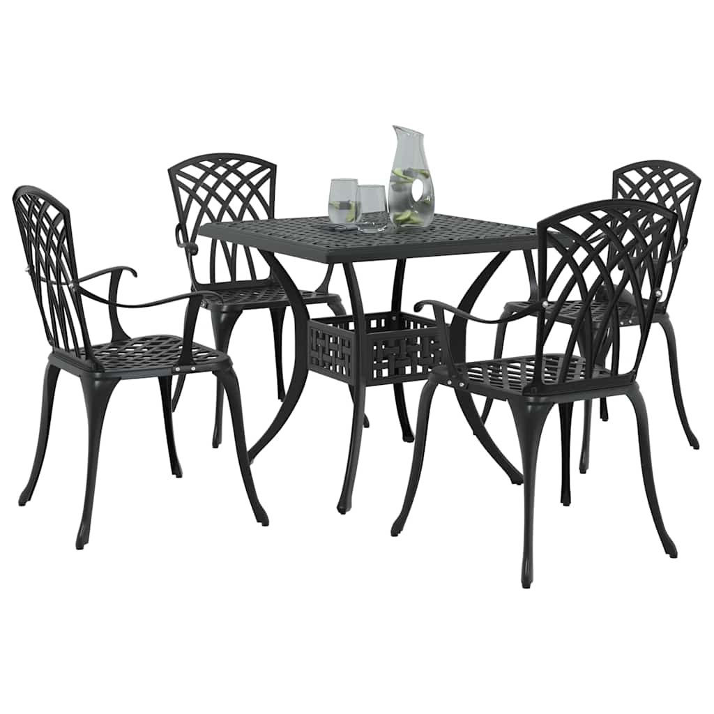 vidaXL Gartentisch Set 5 pcs Schwarz 80 x 80 x 75 cm Gussaluminium