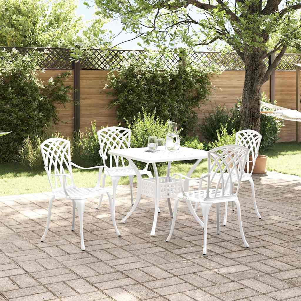 vidaXL Gartentisch Set 5 pcs Weiß 80 x 80 x 75 cm Gussaluminium