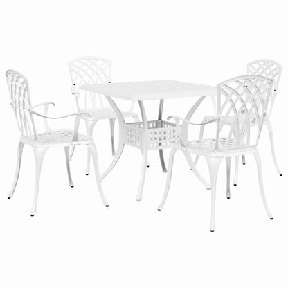 vidaXL Gartentisch Set 5 pcs Weiß 80 x 80 x 75 cm Gussaluminium