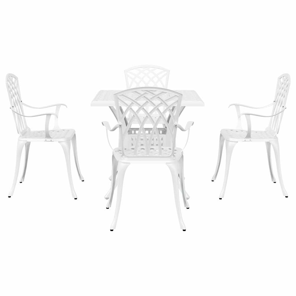 vidaXL Gartentisch Set 5 pcs Weiß 80 x 80 x 75 cm Gussaluminium
