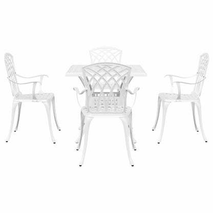 vidaXL Gartentisch Set 5 pcs Weiß 80 x 80 x 75 cm Gussaluminium