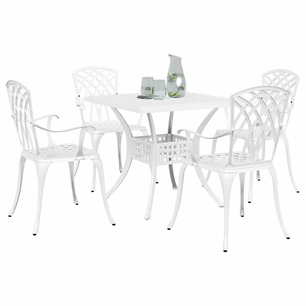 vidaXL Gartentisch Set 5 pcs Weiß 80 x 80 x 75 cm Gussaluminium