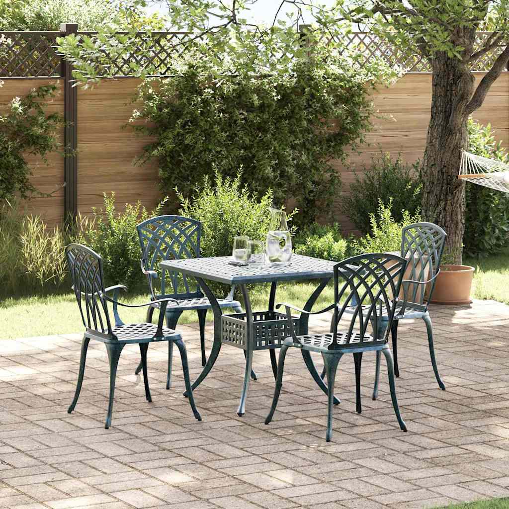 vidaXL Gartentisch Set 5 pcs Grün 80 x 80 x 75 cm Gussaluminium