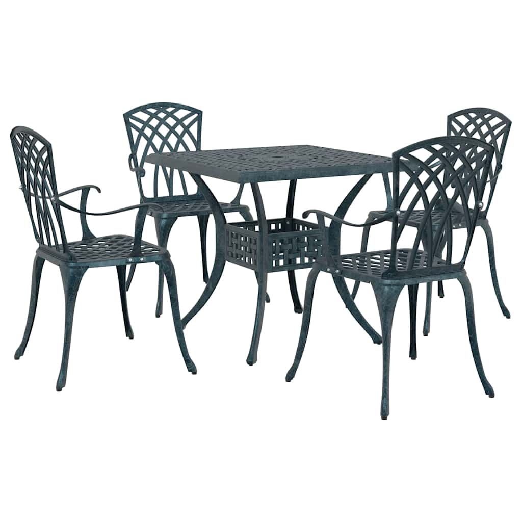 vidaXL Gartentisch Set 5 pcs Grün 80 x 80 x 75 cm Gussaluminium