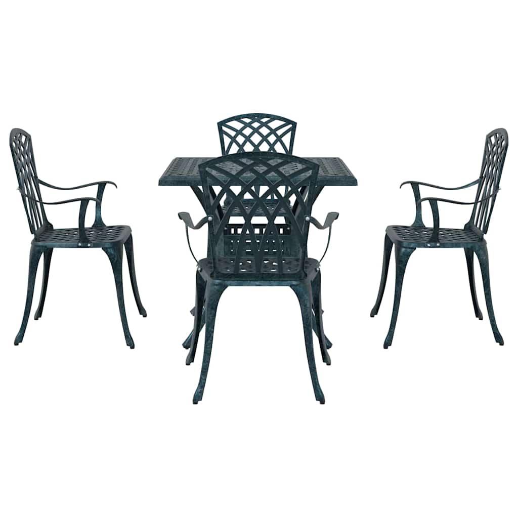 vidaXL Gartentisch Set 5 pcs Grün 80 x 80 x 75 cm Gussaluminium