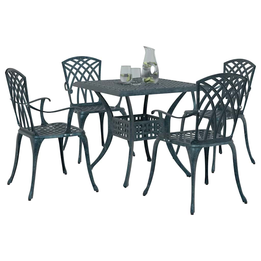 vidaXL Gartentisch Set 5 pcs Grün 80 x 80 x 75 cm Gussaluminium