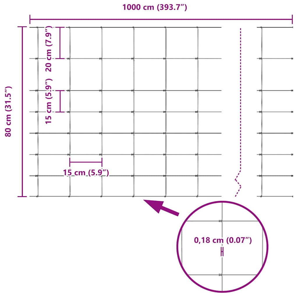 Wildzaun Feuerverzinkt 1000 x 80 x 0,18 cm Eisen