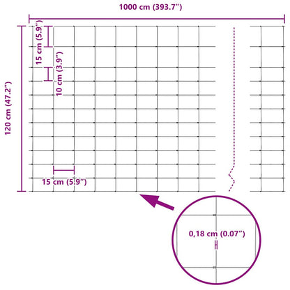 Wildzaun Feuerverzinkt 1000 x 120 x 0,18 cm Eisen