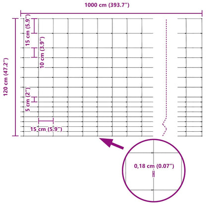 Wildzaun Feuerverzinkt 1000 x 120 x 0.18 cm Eisen