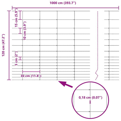 vidaXL Wildzaun Feuerverzinkt 1000 x 120 x 0,18 cm Eisen