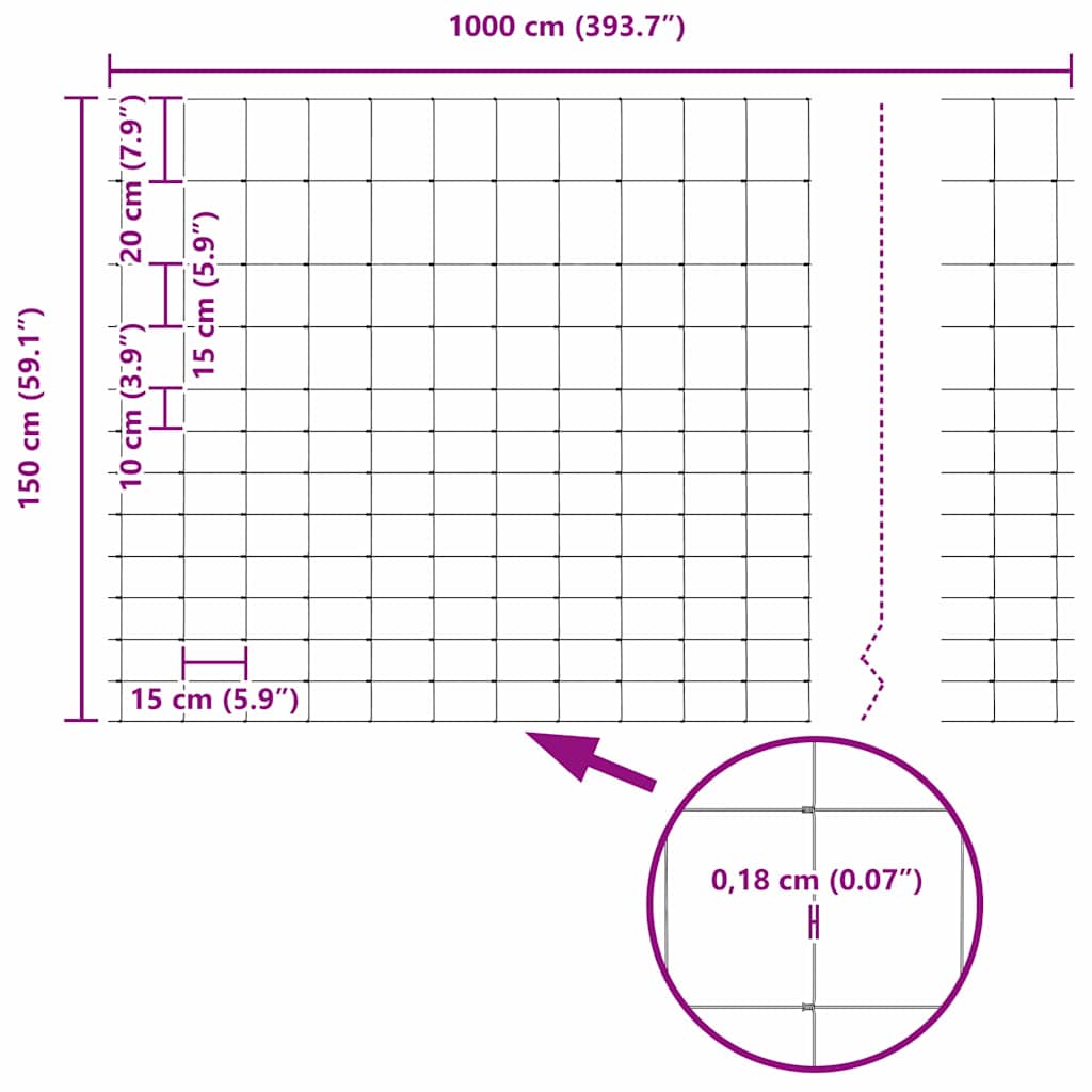 Wildzaun Feuerverzinkt 1000 x 150 x 0,18 cm Eisen