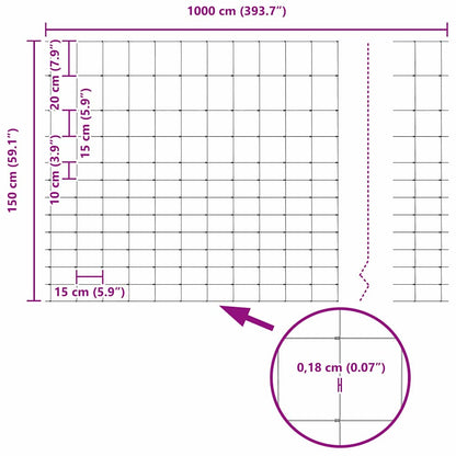 Wildzaun Feuerverzinkt 1000 x 150 x 0,18 cm Eisen