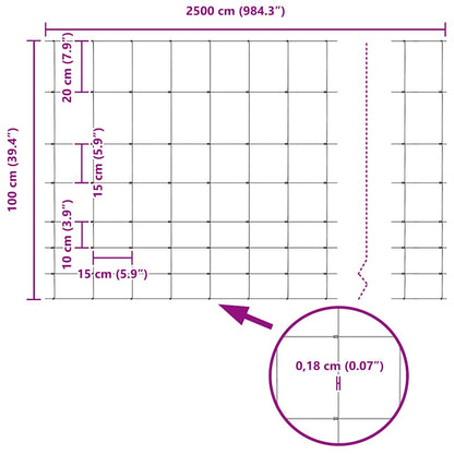 Feldzaun Silber 25 x 1 m Verzinkter Stahl
