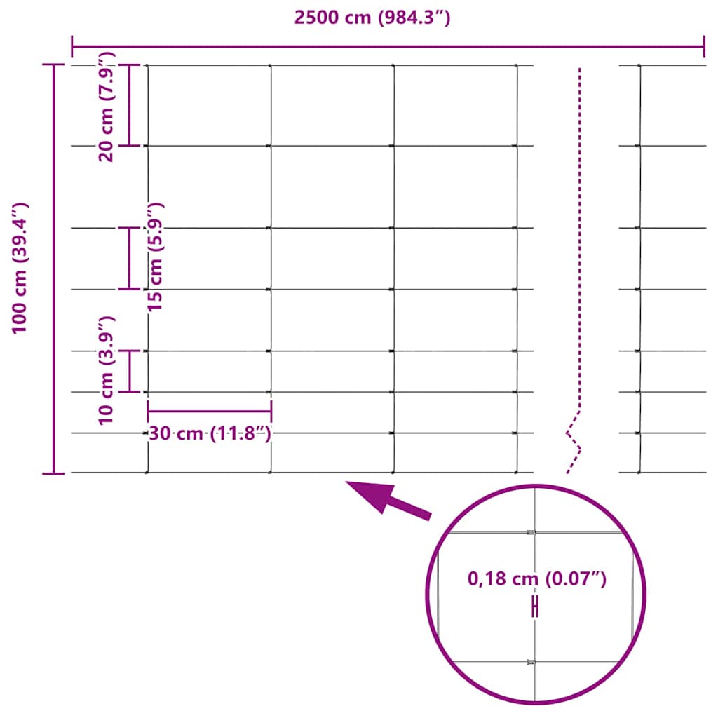 Feldzaun Silber 25 x 1 m Verzinkter Stahl