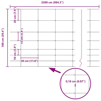 Feldzaun Silber 25 x 1 m Verzinkter Stahl