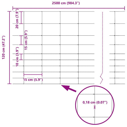 Feldzaun Silber 25 x 1,2 m Verzinkter Stahl