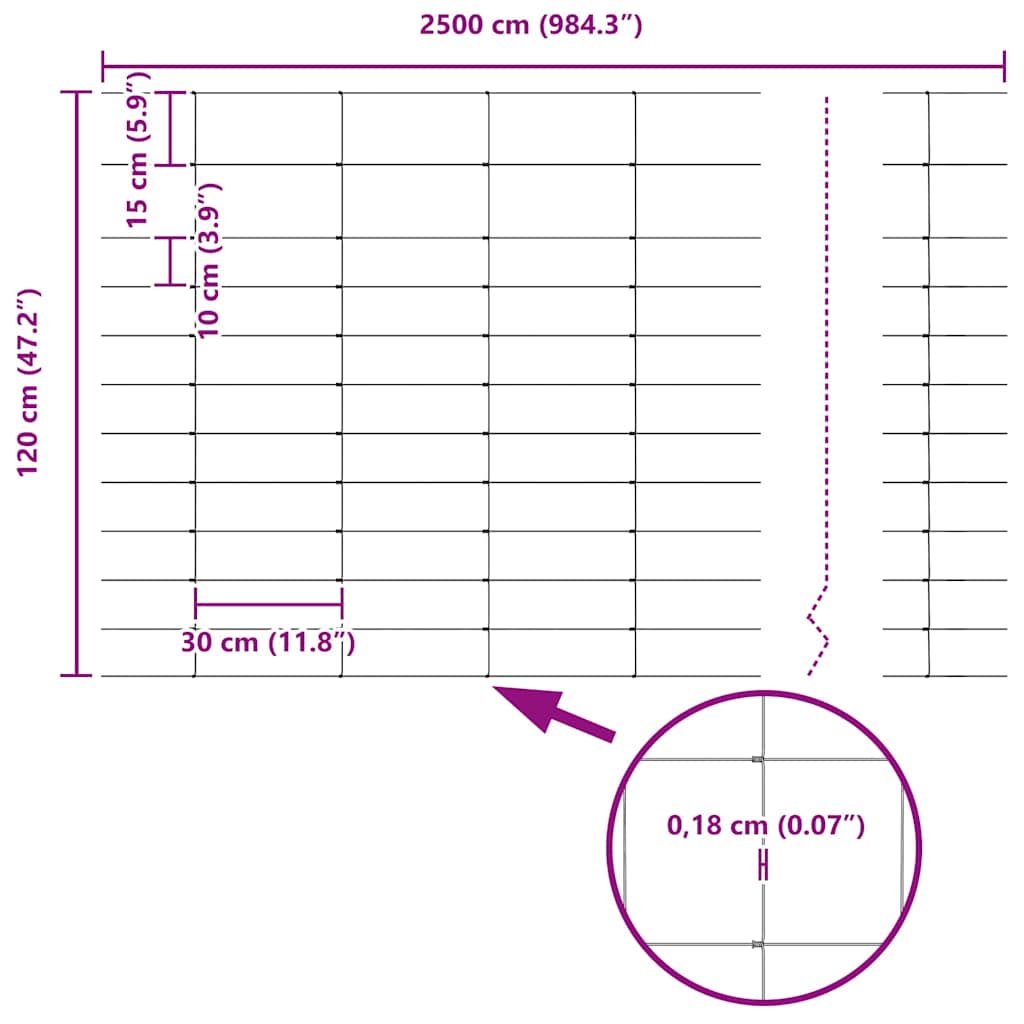 Feldzaun Silber 25 x 1,2 m Verzinkter Stahl