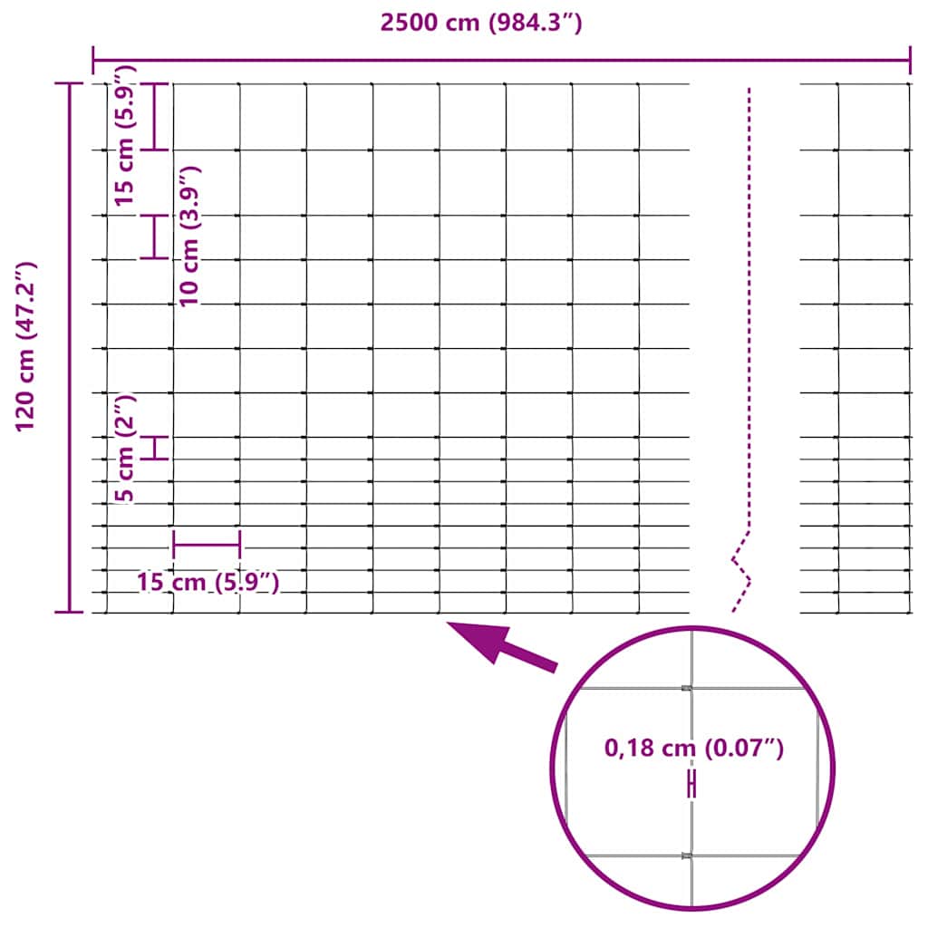 vidaXL Feldzaun Silber 25 x 1,2 m Verzinkter Stahl
