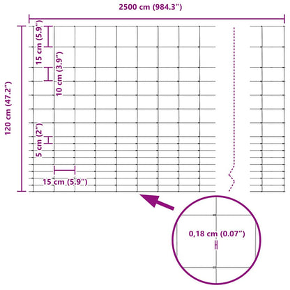 vidaXL Feldzaun Silber 25 x 1,2 m Verzinkter Stahl