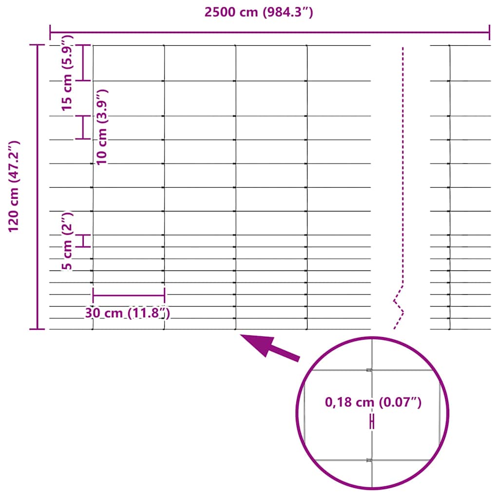 Feldzaun Silber 25 x 1,2 m Verzinkter Stahl