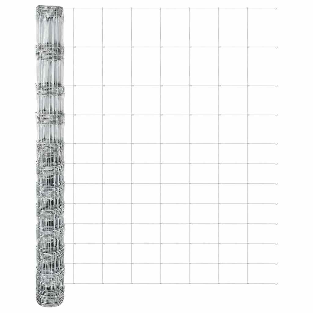 vidaXL Feldzaun Silber 25 x 1,4 m Verzinkter Stahl