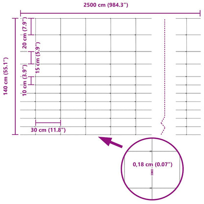 Feldzaun Silber 25 x 1,4 m Verzinkter Stahl