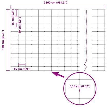Feldzaun Silber 25 x 1,4 m Verzinkter Stahl