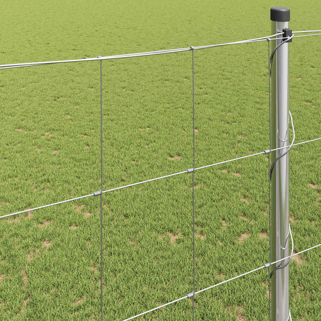 vidaXL Feldzaun Silber 25 x 1,5 m Verzinkter Stahl