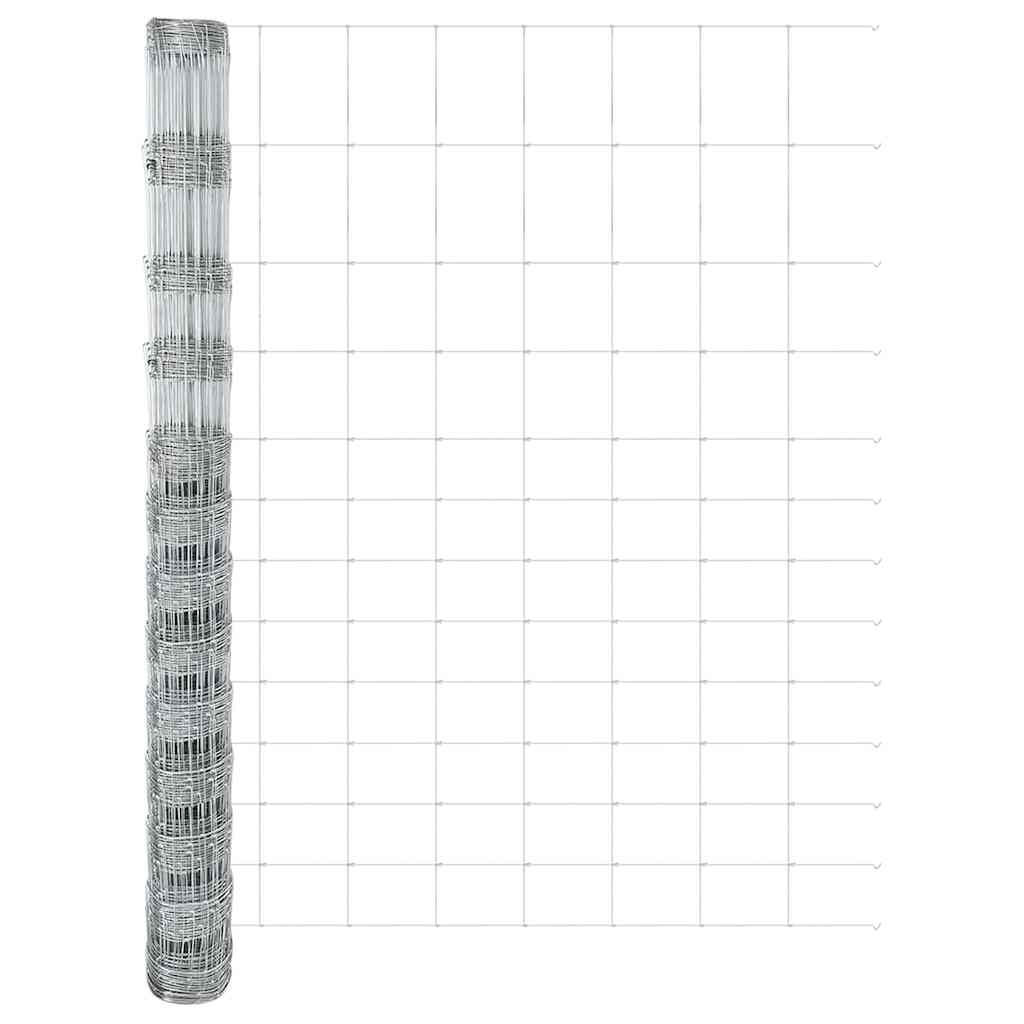 vidaXL Feldzaun Silber 25 x 1,5 m Verzinkter Stahl