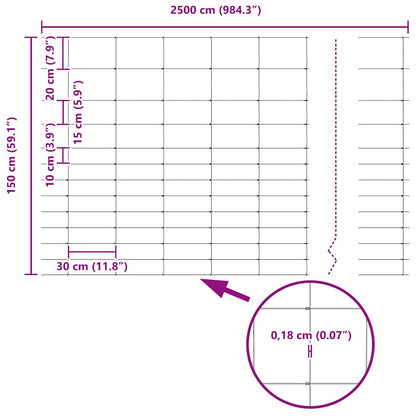 Feldzaun Silber 25 x 1,5 m Verzinkter Stahl