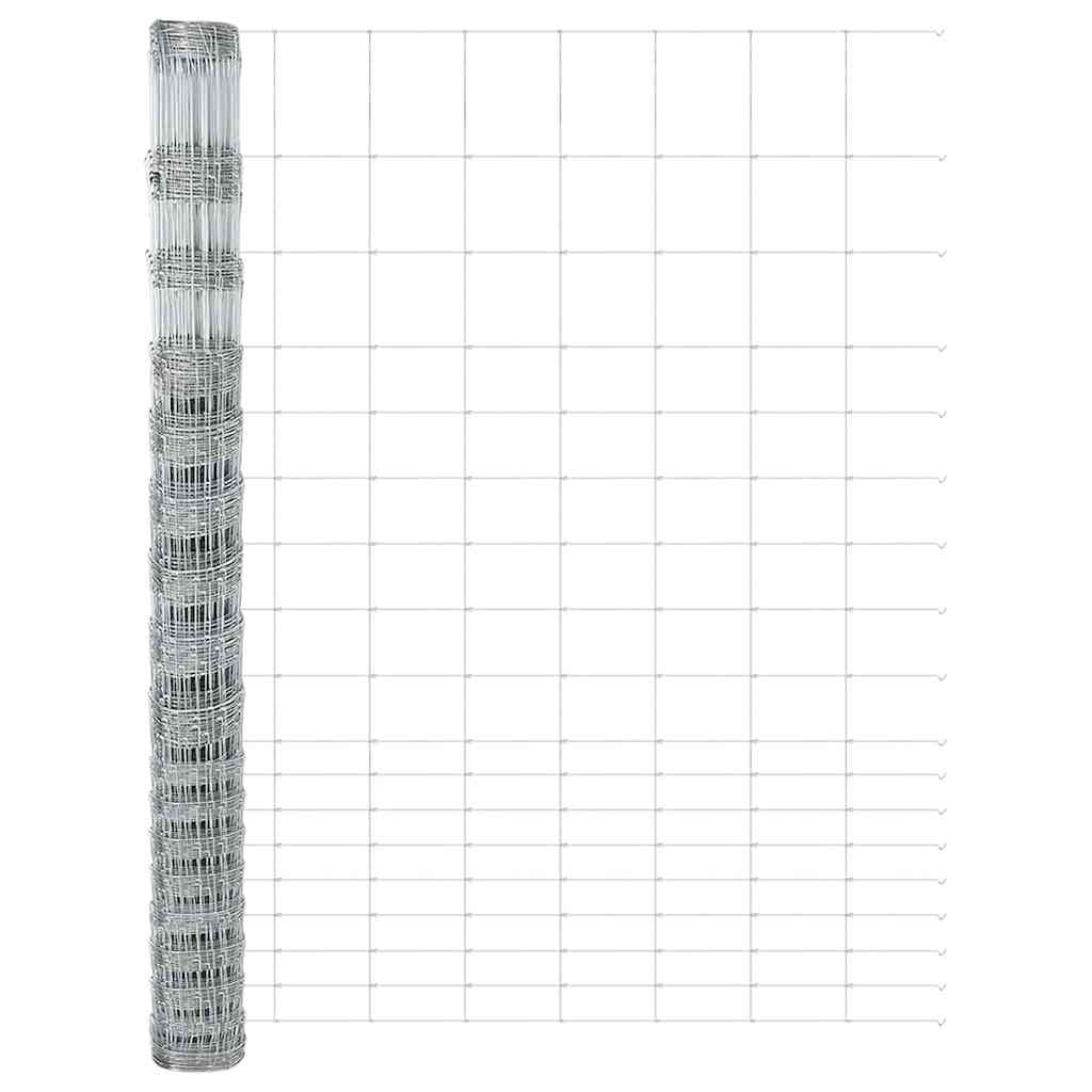vidaXL Feldzaun Silber 25 x 1,5 m Verzinkter Stahl