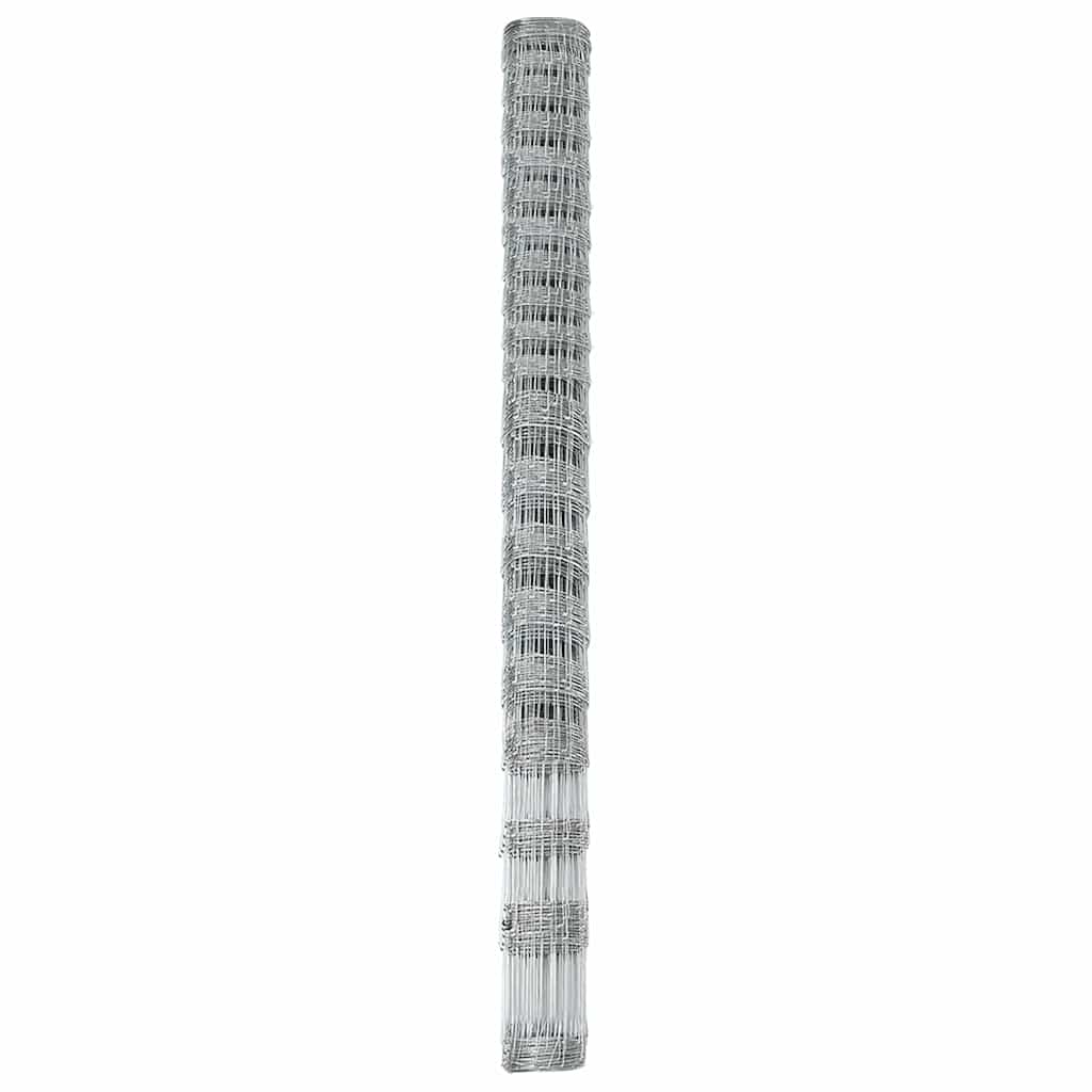 vidaXL Feldzaun Silber 25 x 1,6 m Verzinkter Stahl
