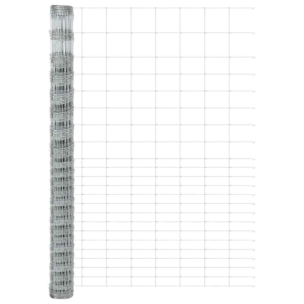 vidaXL Feldzaun Silber 25 x 1,6 m Verzinkter Stahl