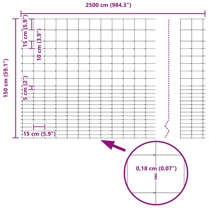 vidaXL Feldzaun Silber 25 x 1,6 m Verzinkter Stahl