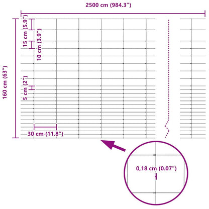 vidaXL Feldzaun Silber 25 x 1,6 m Verzinkter Stahl