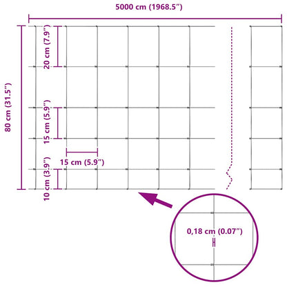 Feldzaun Silber 50 x 0,8 m Verzinkter Stahl