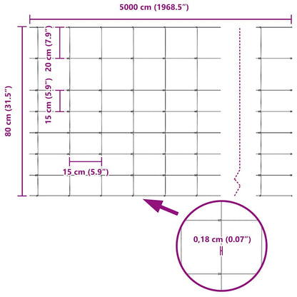 vidaXL Feldzaun Silber 50 x 0,8 m Verzinkter Stahl