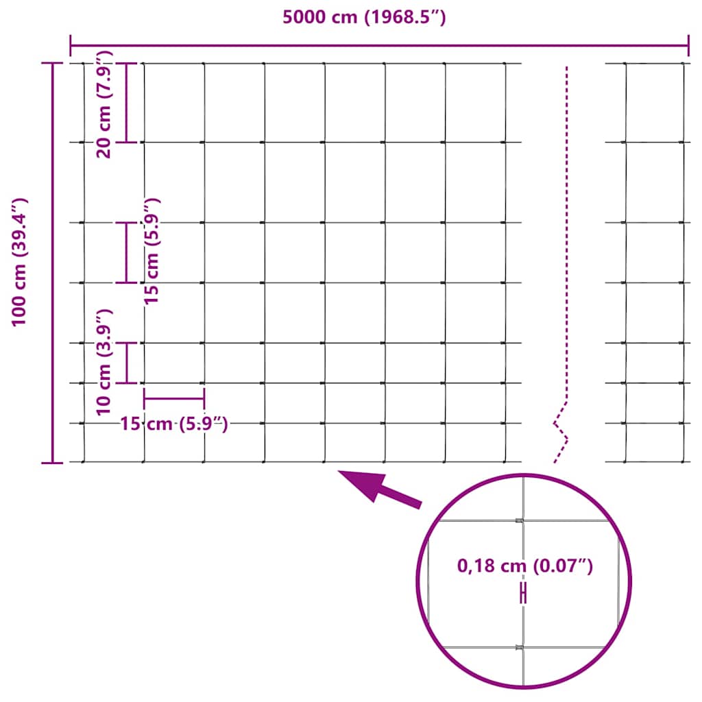 Feldzaun Silber 50 x 1 m Verzinkter Stahl