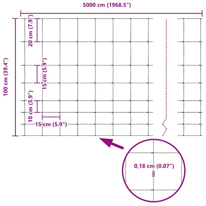 Feldzaun Silber 50 x 1 m Verzinkter Stahl
