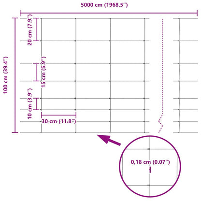 vidaXL Feldzaun Silber 50 x 1 m Verzinkter Stahl
