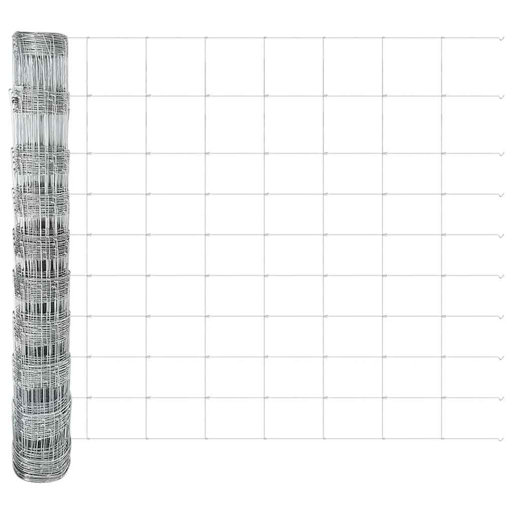 vidaXL Feldzaun Silber 50 x 1 m Verzinkter Stahl