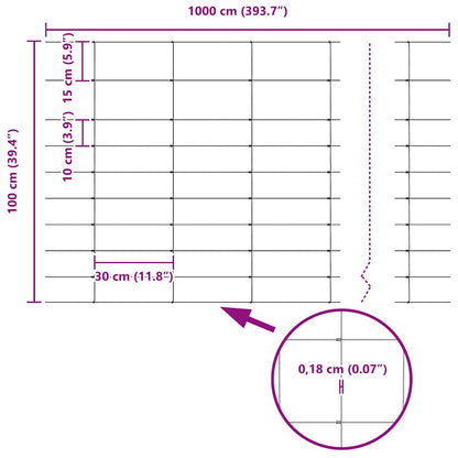 Feldzaun Silber 50 x 1 m Verzinkter Stahl